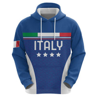 Custom Italy Football Zip Hoodie Italy Flag Pattern On Blue - Wonder Print Shop