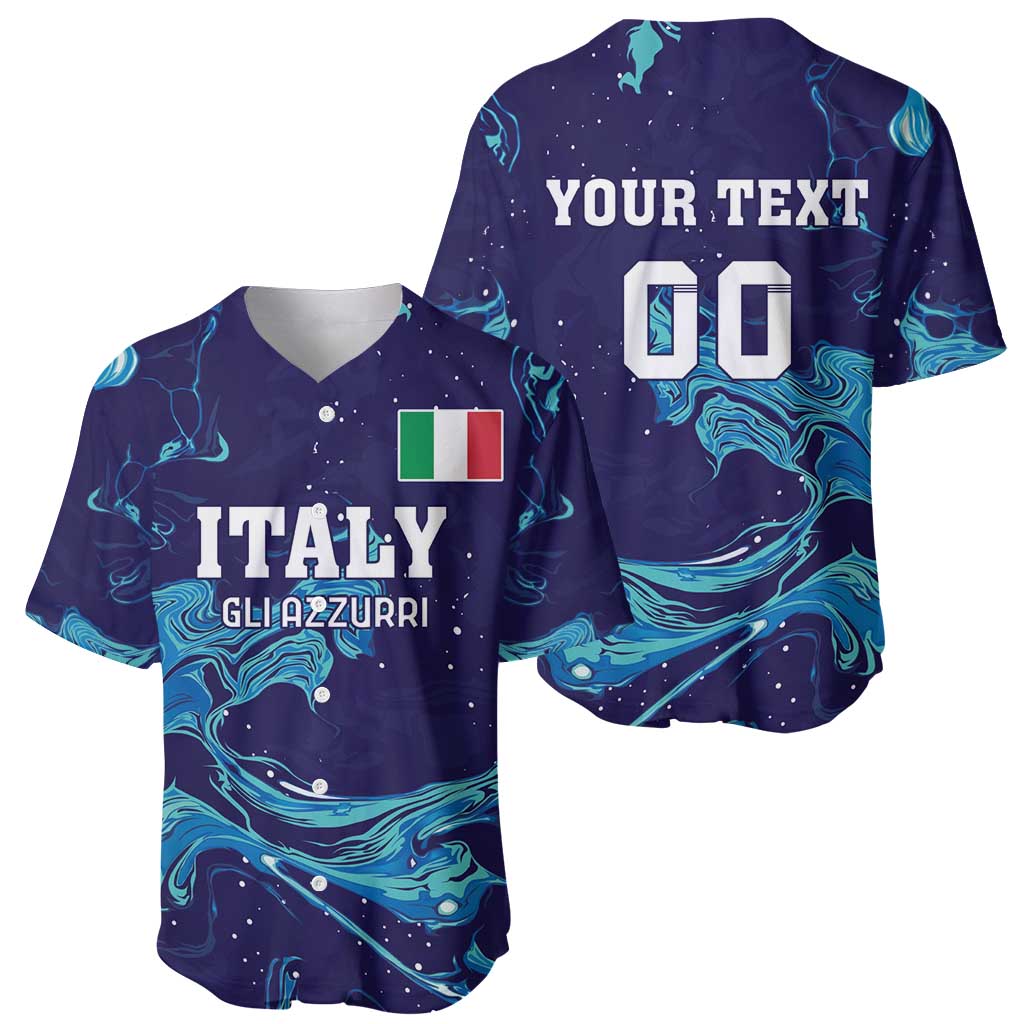 Custom Italy Rugby Baseball Jersey Gli Azzurri Flame Pattern - Wonder Print Shop