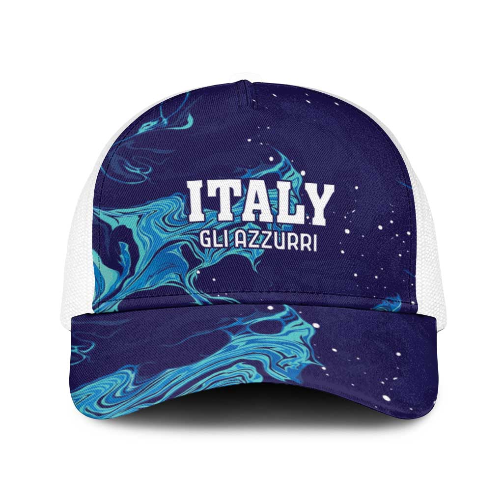 Custom Italy Rugby Baseball Net Cap Gli Azzurri Flame Pattern - Wonder Print Shop