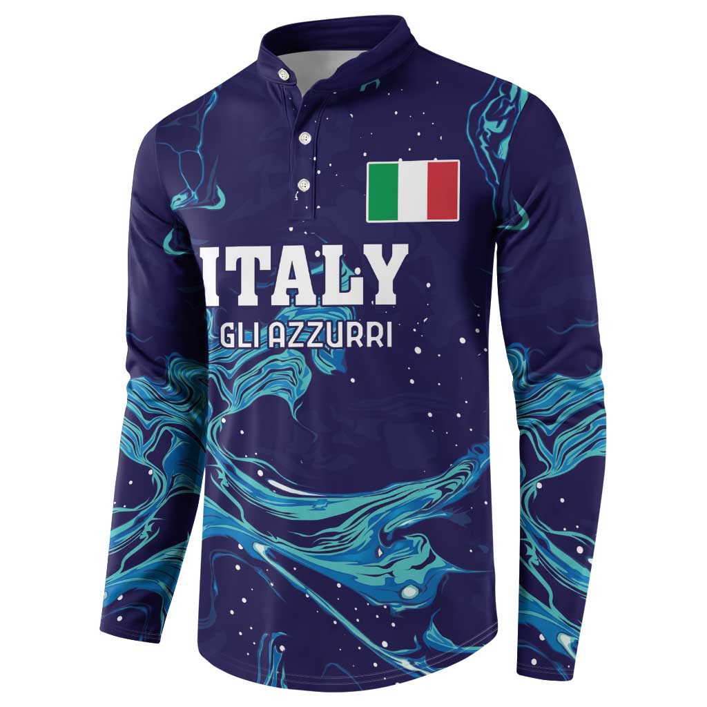 Custom Italy Rugby Button Sweatshirt Gli Azzurri Flame Pattern - Wonder Print Shop