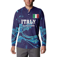 Custom Italy Rugby Button Sweatshirt Gli Azzurri Flame Pattern - Wonder Print Shop