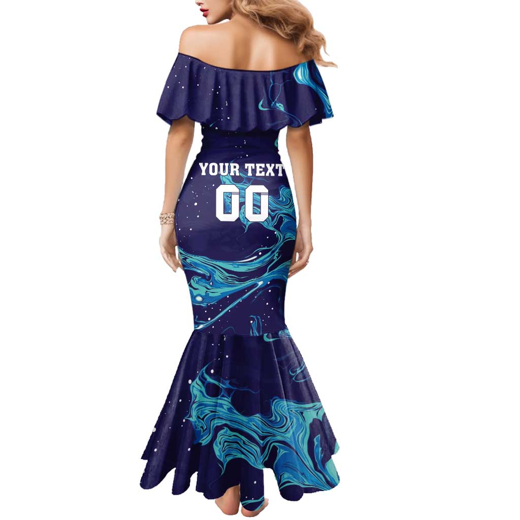 Custom Italy Rugby Family Matching Mermaid Dress and Hawaiian Shirt Gli Azzurri Flame Pattern - Wonder Print Shop