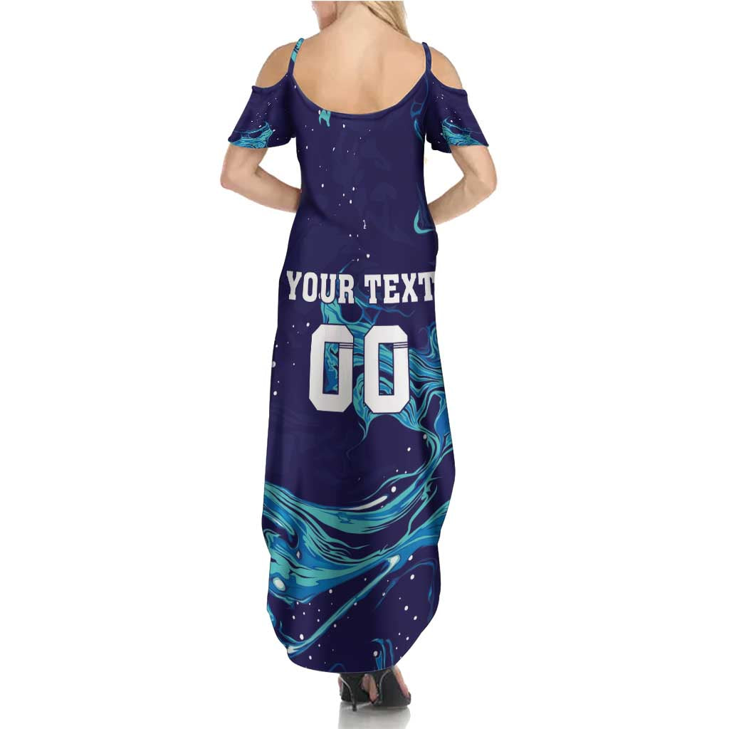 Custom Italy Rugby Family Matching Summer Maxi Dress and Hawaiian Shirt Gli Azzurri Flame Pattern - Wonder Print Shop