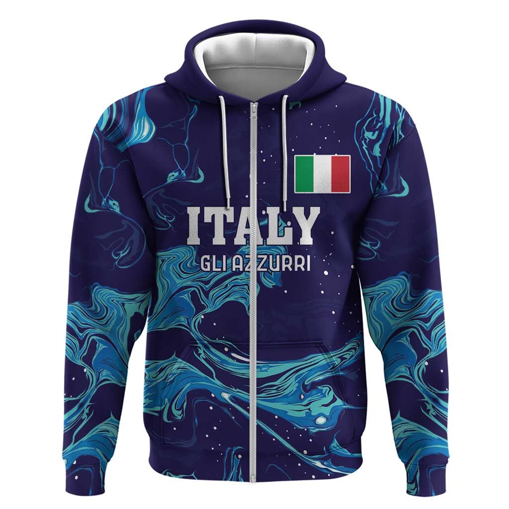 Custom Italy Rugby Hoodie Gli Azzurri Flame Pattern - Wonder Print Shop