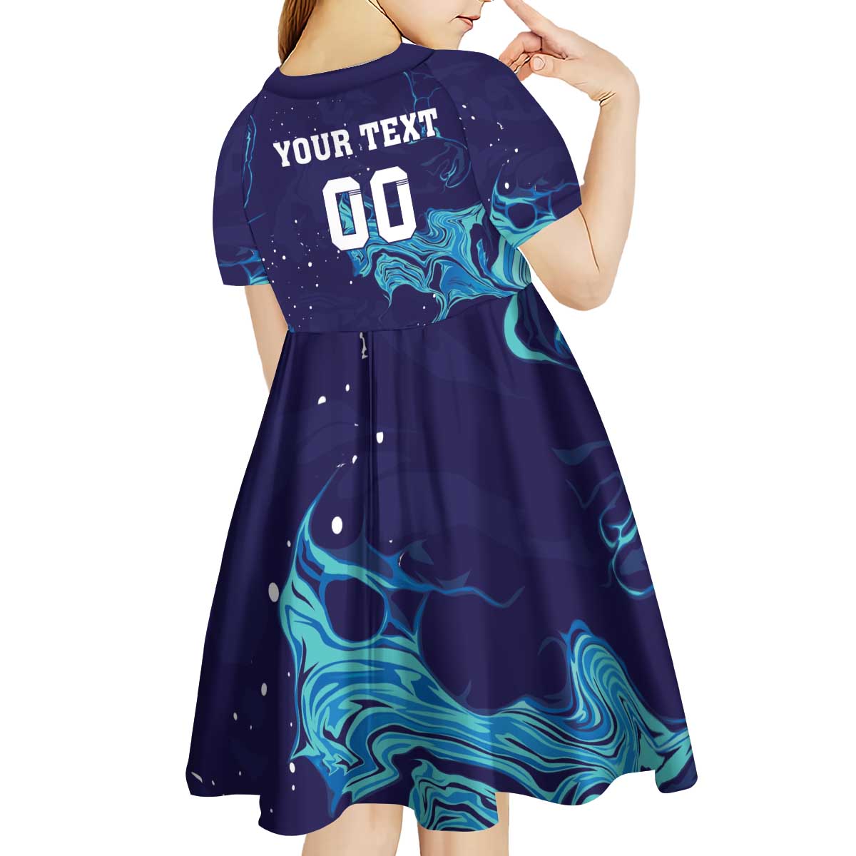 Custom Italy Rugby Kid Short Sleeve Dress Gli Azzurri Flame Pattern - Wonder Print Shop