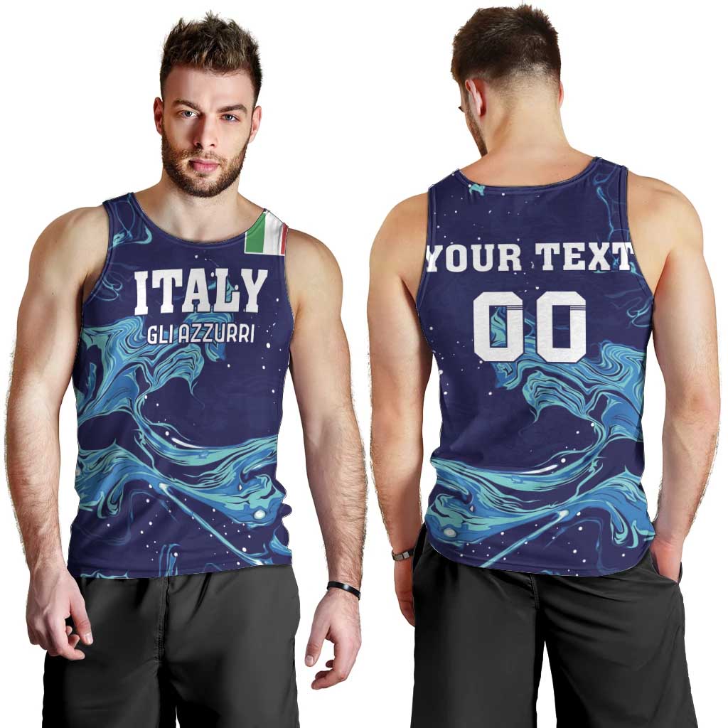 Custom Italy Rugby Men Tank Top Gli Azzurri Flame Pattern - Wonder Print Shop