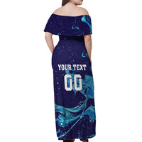 Custom Italy Rugby Off Shoulder Maxi Dress Gli Azzurri Flame Pattern - Wonder Print Shop