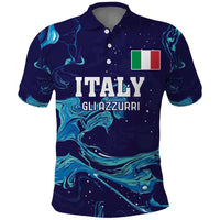 Custom Italy Rugby Polo Shirt Gli Azzurri Flame Pattern - Wonder Print Shop