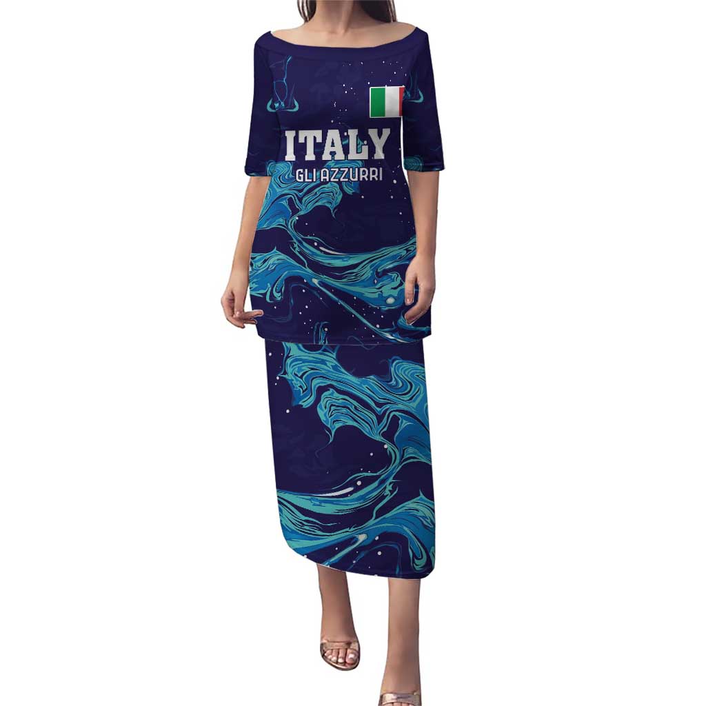 Custom Italy Rugby Puletasi Gli Azzurri Flame Pattern - Wonder Print Shop