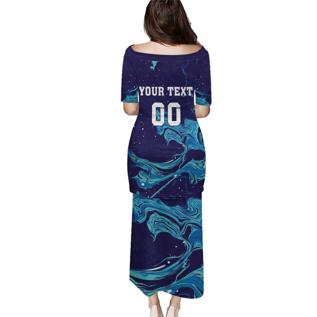 Custom Italy Rugby Puletasi Gli Azzurri Flame Pattern - Wonder Print Shop