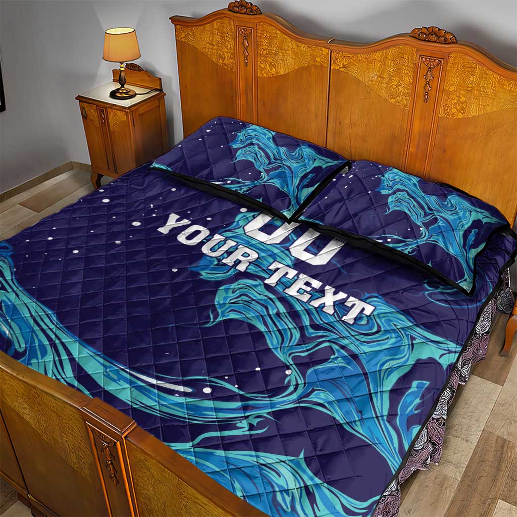 Custom Italy Rugby Quilt Bed Set Gli Azzurri Flame Pattern - Wonder Print Shop