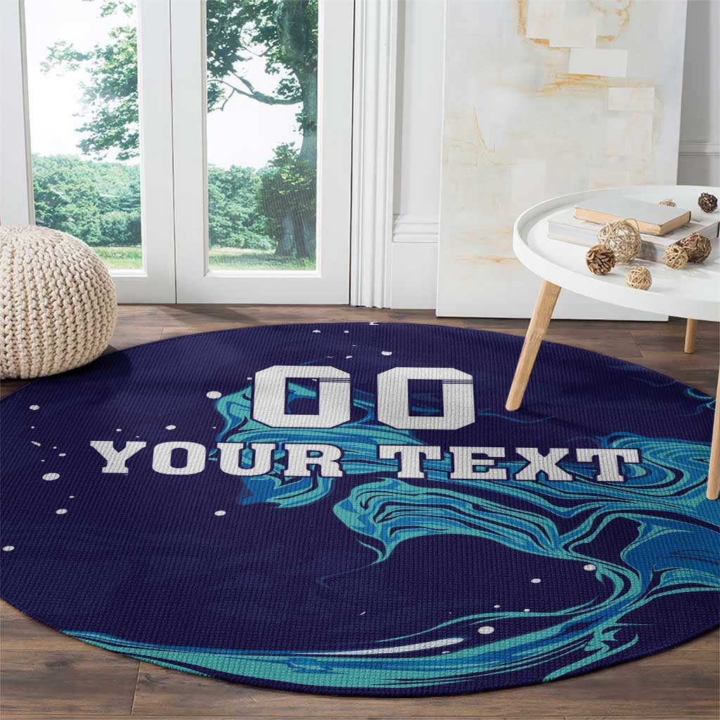 Custom Italy Rugby Round Carpet Gli Azzurri Flame Pattern - Wonder Print Shop