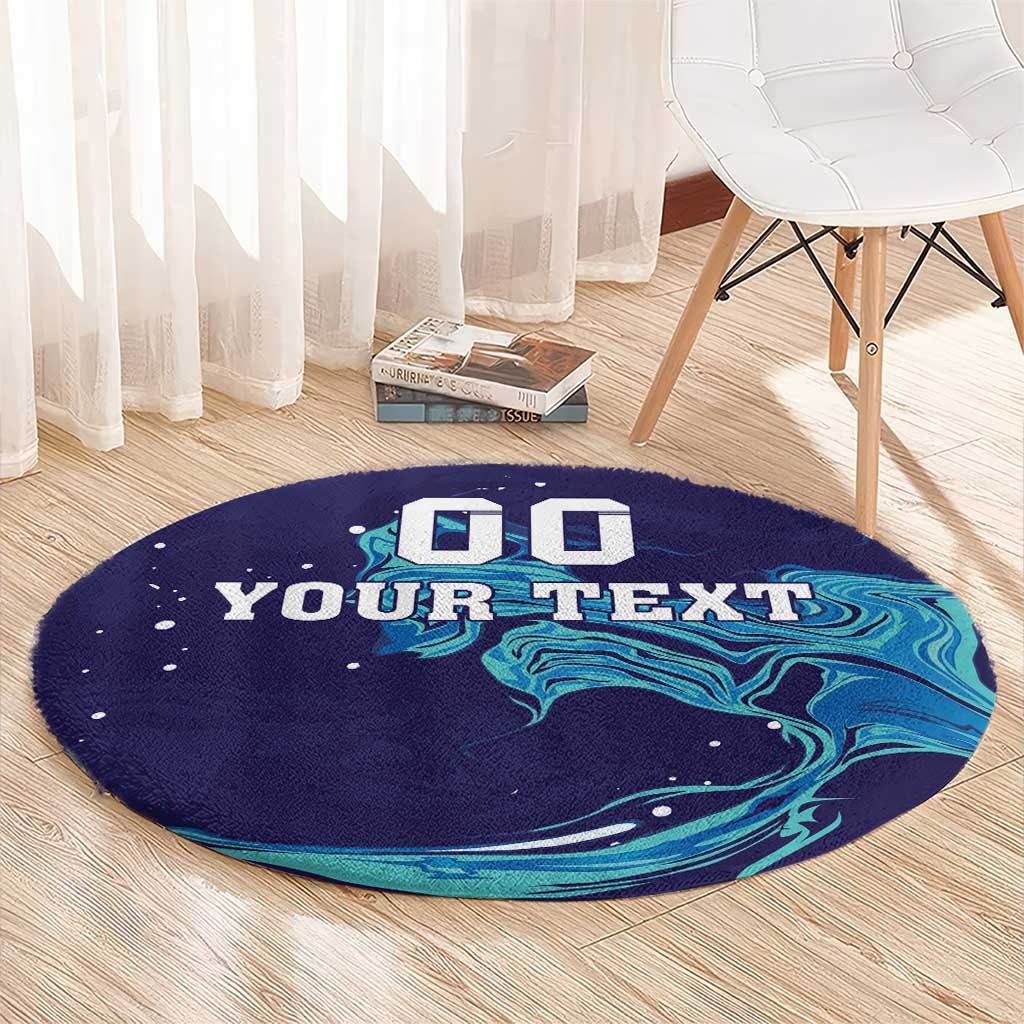 Custom Italy Rugby Round Carpet Gli Azzurri Flame Pattern - Wonder Print Shop