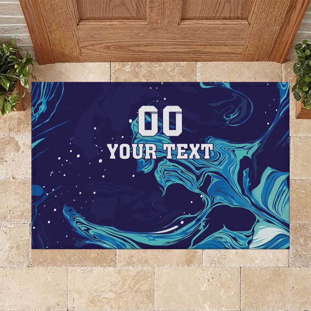 Custom Italy Rugby Rubber Doormat Gli Azzurri Flame Pattern - Wonder Print Shop