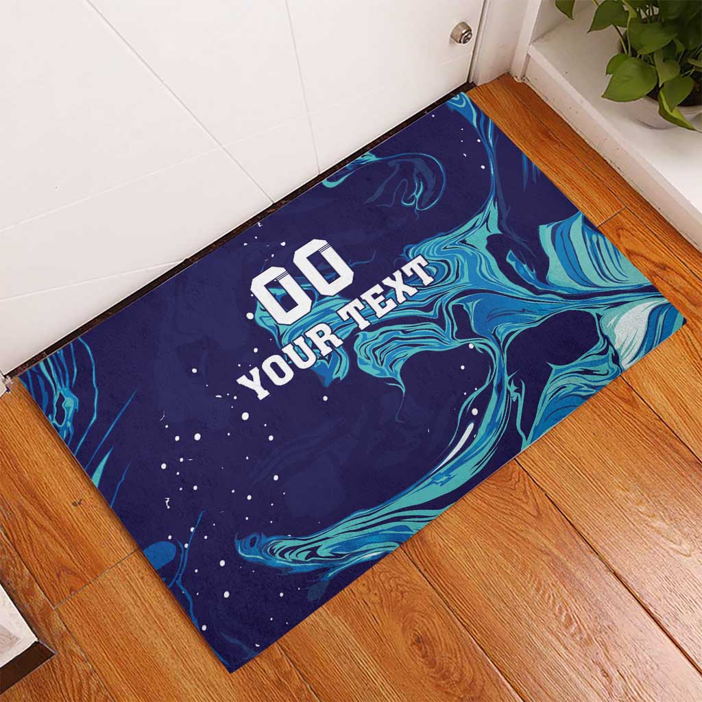 Custom Italy Rugby Rubber Doormat Gli Azzurri Flame Pattern - Wonder Print Shop