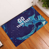 Custom Italy Rugby Rubber Doormat Gli Azzurri Flame Pattern - Wonder Print Shop