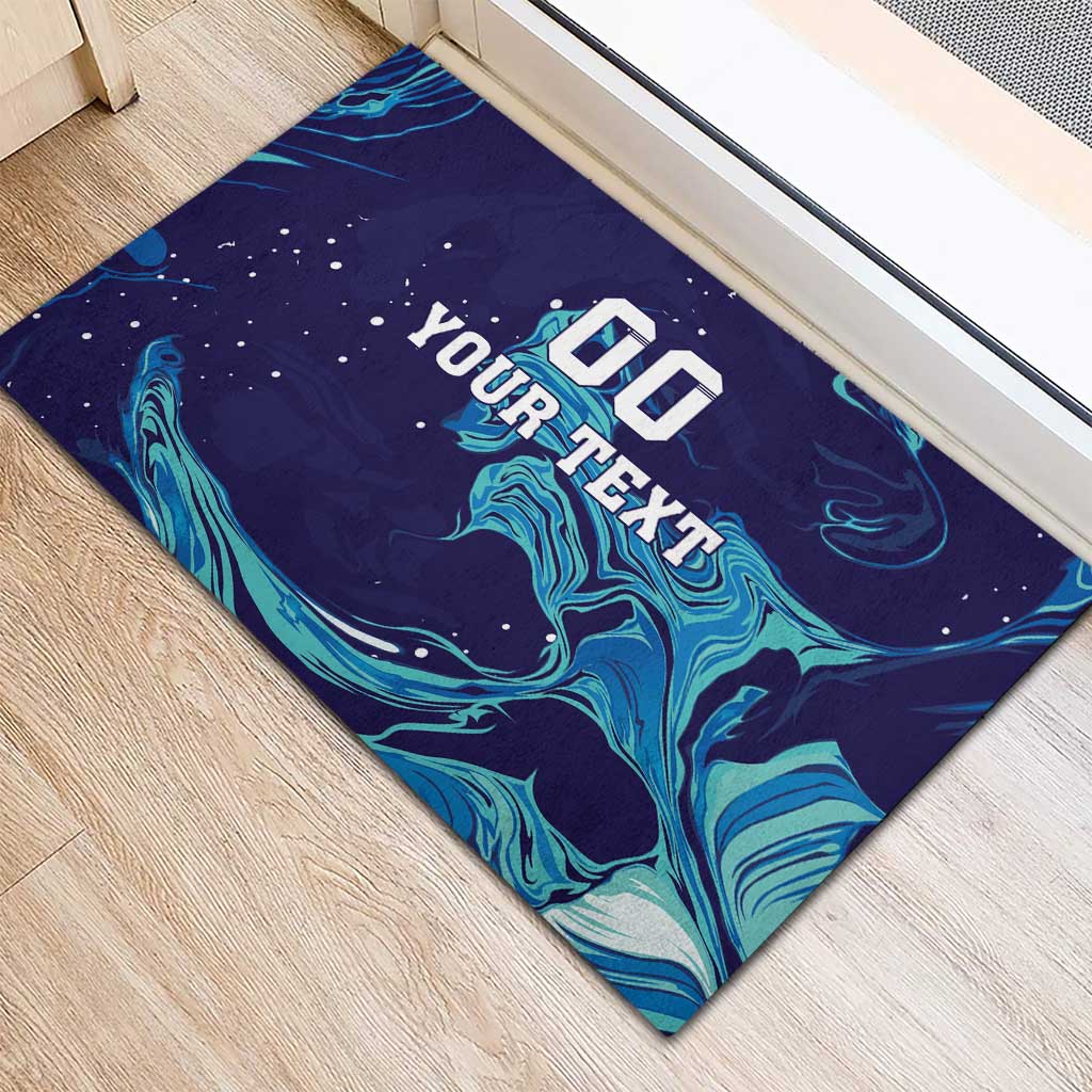 Custom Italy Rugby Rubber Doormat Gli Azzurri Flame Pattern - Wonder Print Shop