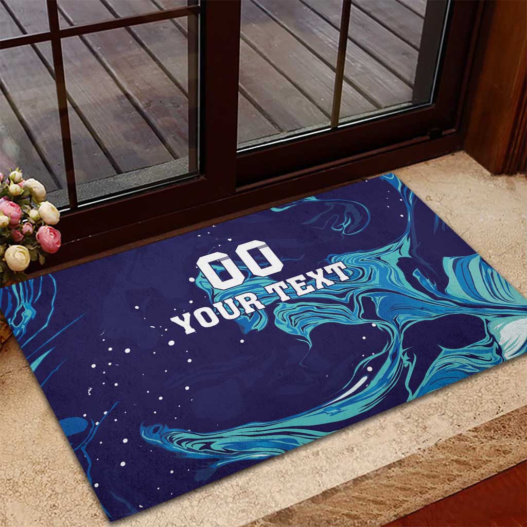 Custom Italy Rugby Rubber Doormat Gli Azzurri Flame Pattern - Wonder Print Shop