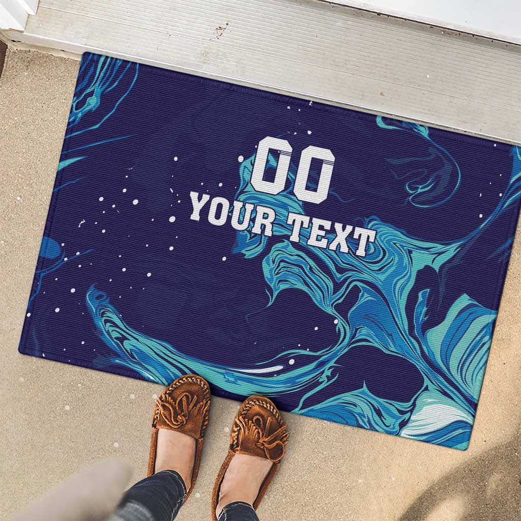 Custom Italy Rugby Rubber Doormat Gli Azzurri Flame Pattern - Wonder Print Shop