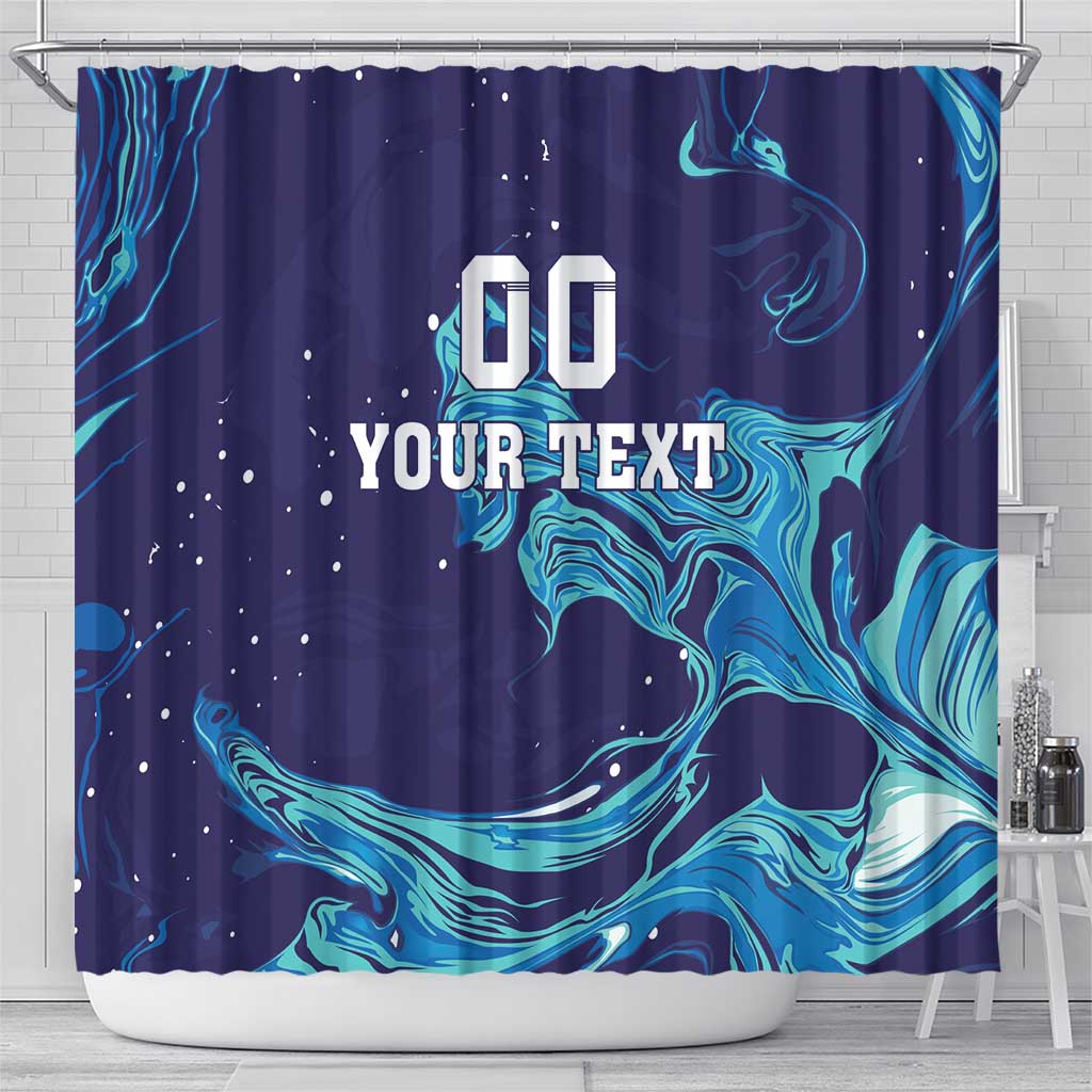 Custom Italy Rugby Shower Curtain Gli Azzurri Flame Pattern - Wonder Print Shop