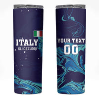 Custom Italy Rugby Skinny Tumbler Gli Azzurri Flame Pattern - Wonder Print Shop