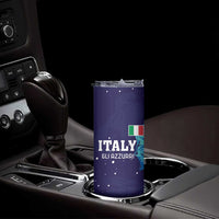 Custom Italy Rugby Skinny Tumbler Gli Azzurri Flame Pattern - Wonder Print Shop