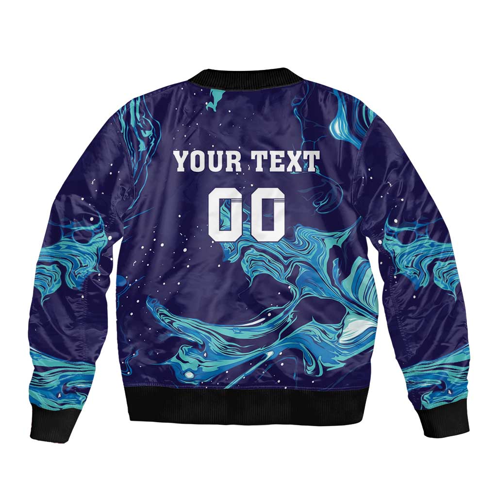 Custom Italy Rugby Sleeve Zip Bomber Jacket Gli Azzurri Flame Pattern - Wonder Print Shop