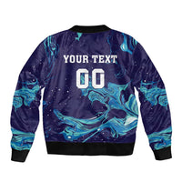 Custom Italy Rugby Sleeve Zip Bomber Jacket Gli Azzurri Flame Pattern - Wonder Print Shop