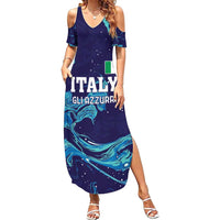 Custom Italy Rugby Summer Maxi Dress Gli Azzurri Flame Pattern - Wonder Print Shop