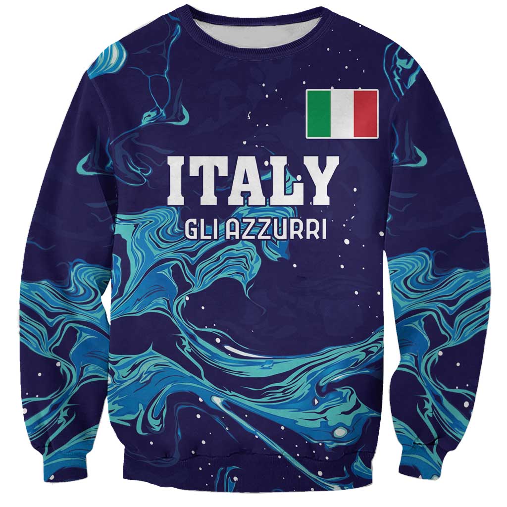 Custom Italy Rugby Sweatshirt Gli Azzurri Flame Pattern - Wonder Print Shop