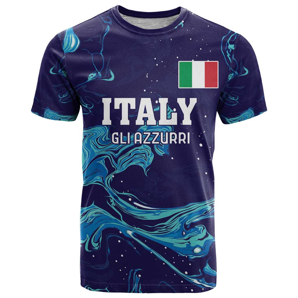 Custom Italy Rugby T Shirt Gli Azzurri Flame Pattern - Wonder Print Shop