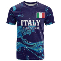 Custom Italy Rugby T Shirt Gli Azzurri Flame Pattern - Wonder Print Shop