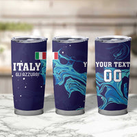 Custom Italy Rugby Tumbler Cup Gli Azzurri Flame Pattern - Wonder Print Shop