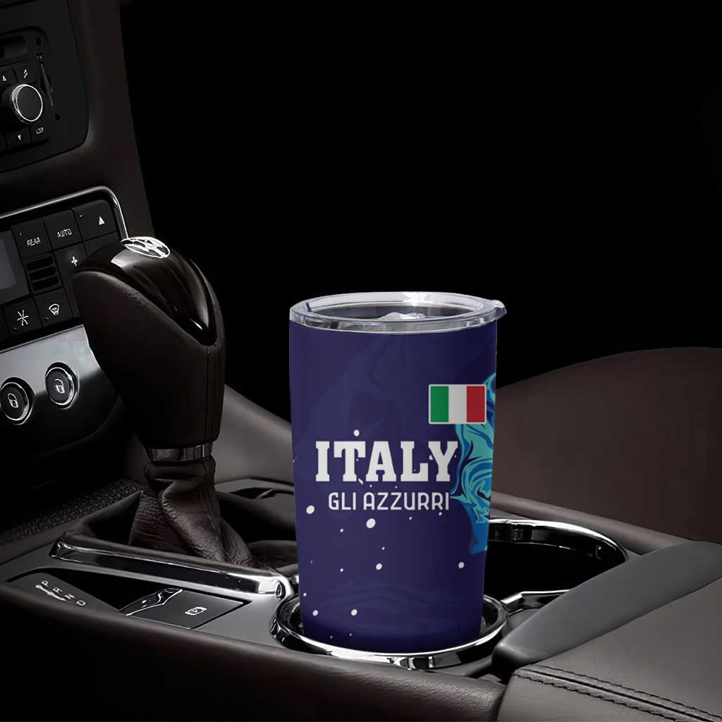 Custom Italy Rugby Tumbler Cup Gli Azzurri Flame Pattern - Wonder Print Shop