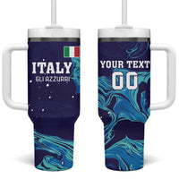 Custom Italy Rugby Tumbler With Handle Gli Azzurri Flame Pattern - Wonder Print Shop