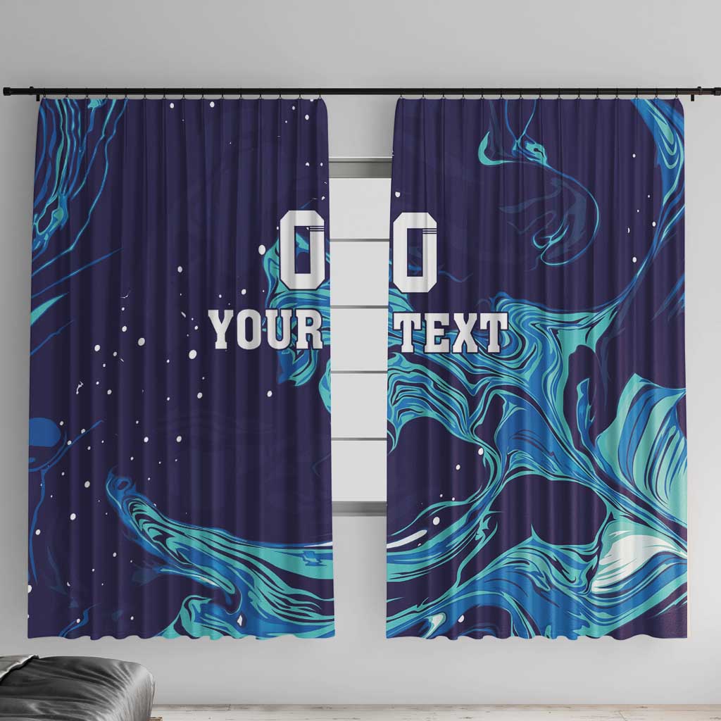 Custom Italy Rugby Window Curtain Gli Azzurri Flame Pattern - Wonder Print Shop