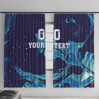 Custom Italy Rugby Window Curtain Gli Azzurri Flame Pattern - Wonder Print Shop
