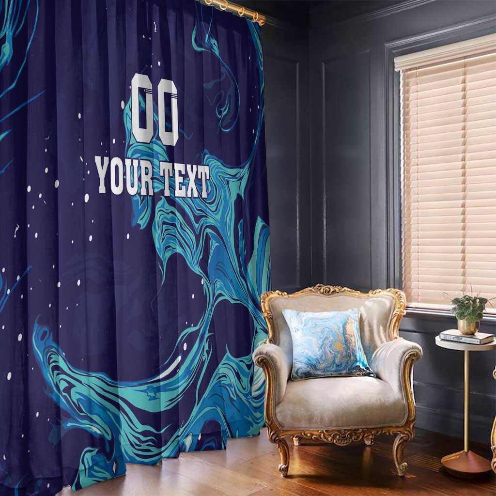 Custom Italy Rugby Window Curtain Gli Azzurri Flame Pattern - Wonder Print Shop