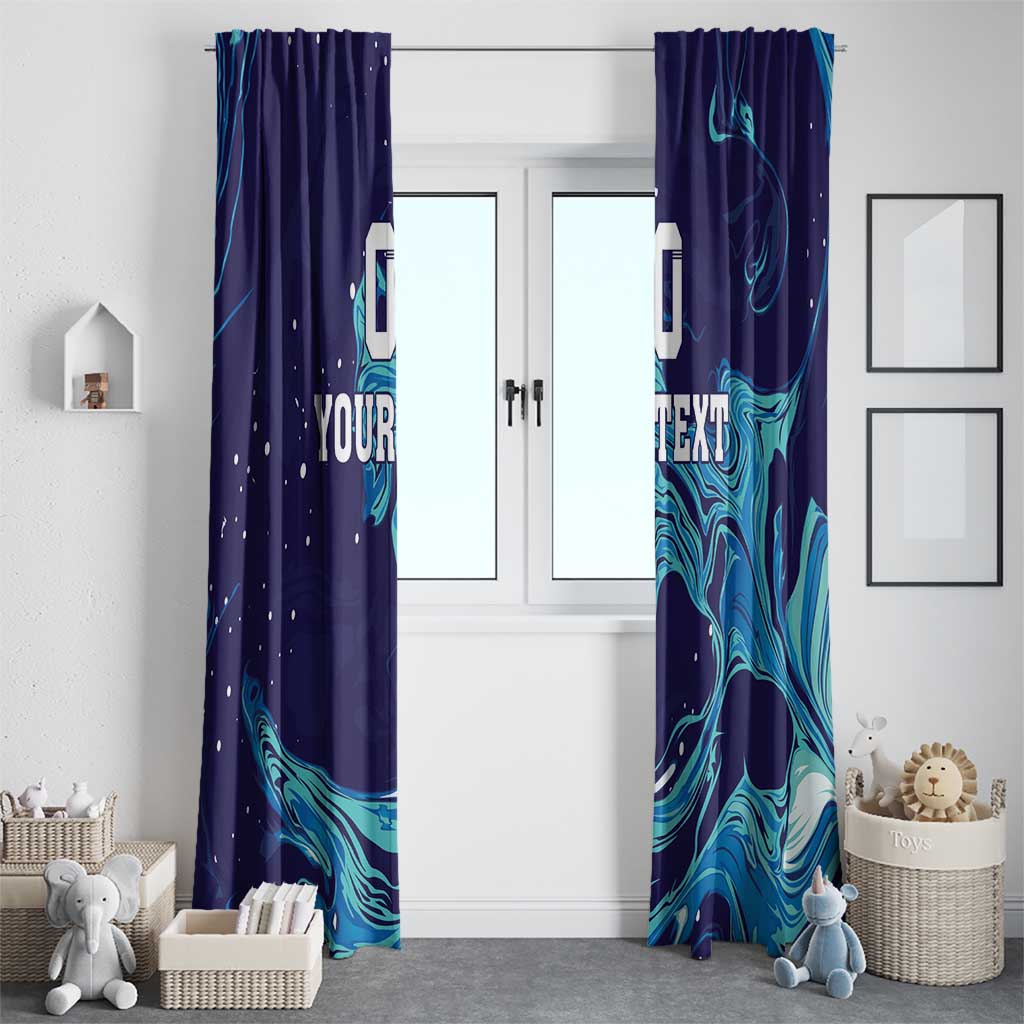 Custom Italy Rugby Window Curtain Gli Azzurri Flame Pattern - Wonder Print Shop