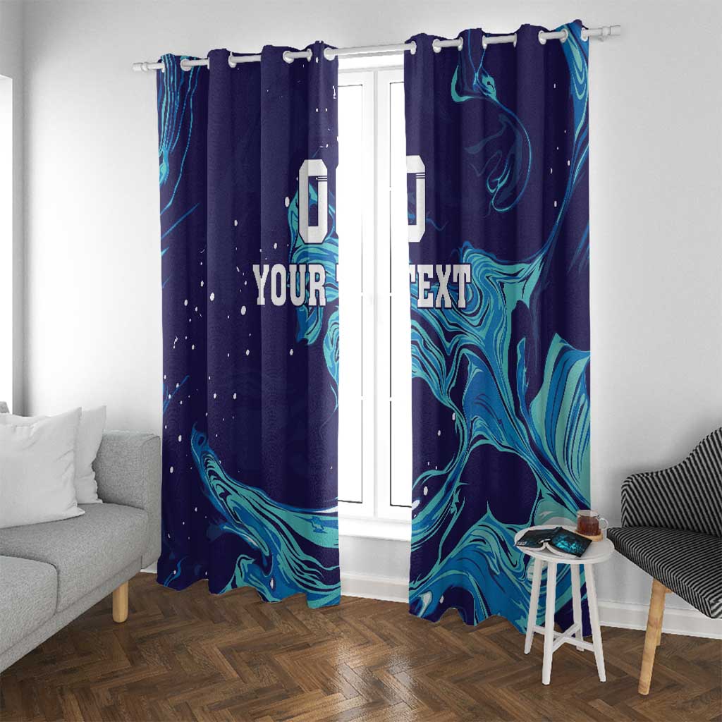 Custom Italy Rugby Window Curtain Gli Azzurri Flame Pattern - Wonder Print Shop