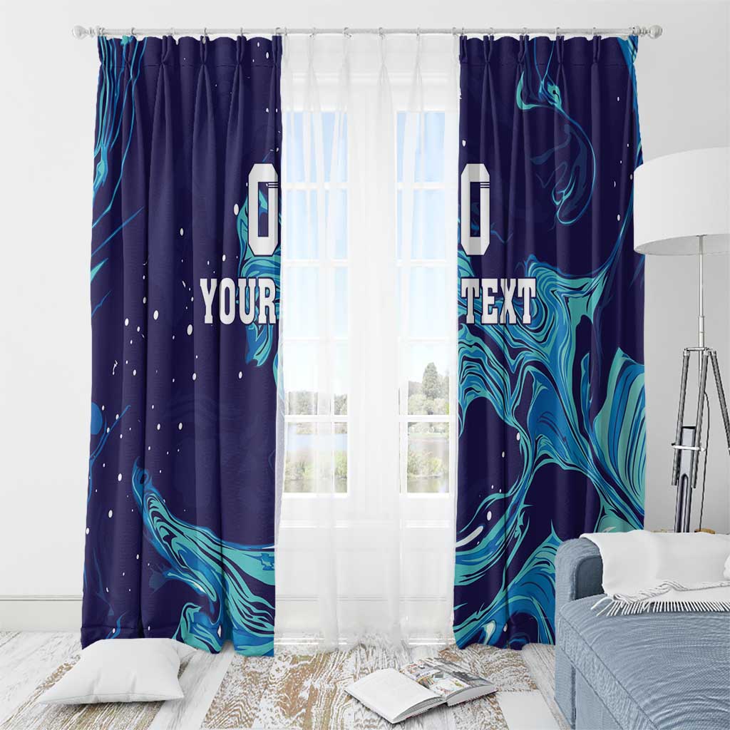 Custom Italy Rugby Window Curtain Gli Azzurri Flame Pattern - Wonder Print Shop