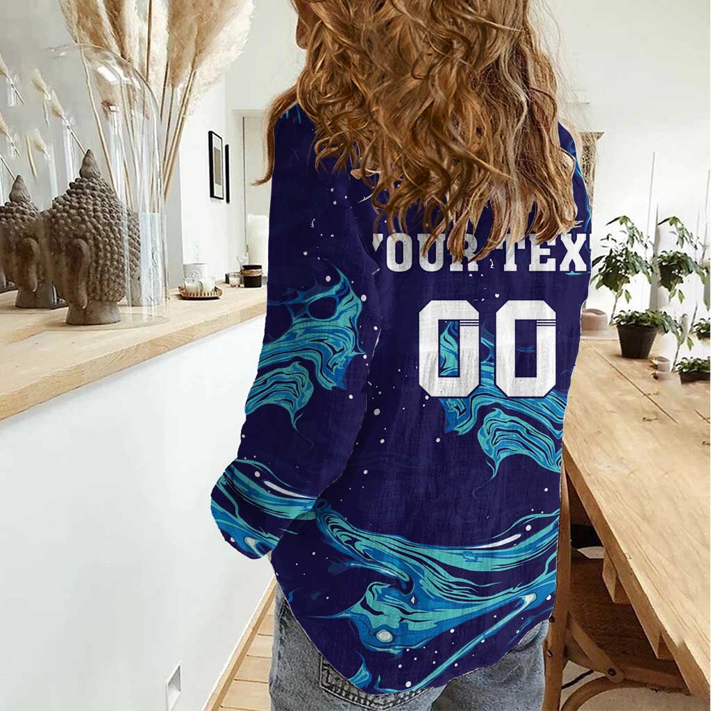 Custom Italy Rugby Women Casual Shirt Gli Azzurri Flame Pattern - Wonder Print Shop