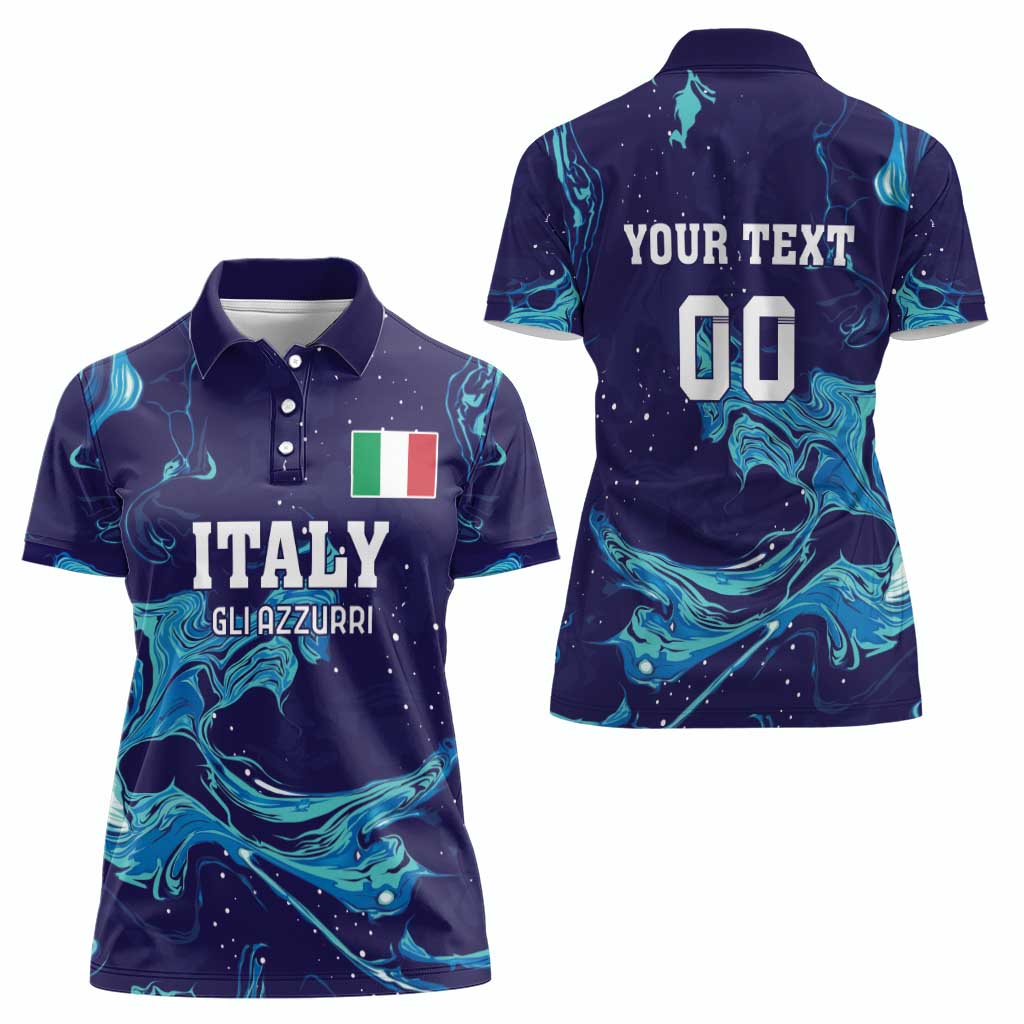 Custom Italy Rugby Women Polo Shirt Gli Azzurri Flame Pattern - Wonder Print Shop