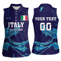 Custom Italy Rugby Women Sleeveless Polo Shirt Gli Azzurri Flame Pattern - Wonder Print Shop