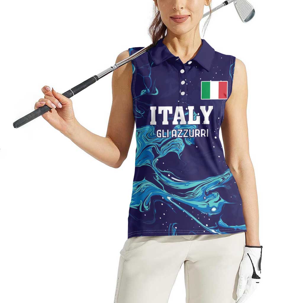 Custom Italy Rugby Women Sleeveless Polo Shirt Gli Azzurri Flame Pattern - Wonder Print Shop