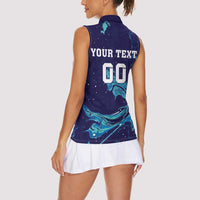 Custom Italy Rugby Women Sleeveless Polo Shirt Gli Azzurri Flame Pattern - Wonder Print Shop