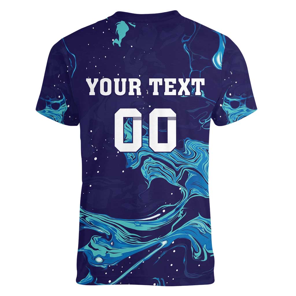 Custom Italy Rugby Women V-Neck T-Shirt Gli Azzurri Flame Pattern - Wonder Print Shop