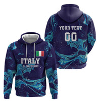 Custom Italy Rugby Zip Hoodie Gli Azzurri Flame Pattern - Wonder Print Shop
