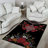 Czech Republic Traditional Costume Area Rug Embroidery Floral Pattern With Red Rose