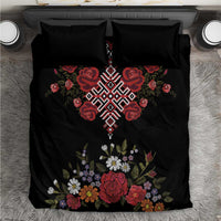 Czech Republic Traditional Costume Bedding Set Embroidery Floral Pattern With Red Rose